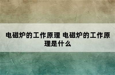 电磁炉的工作原理 电磁炉的工作原理是什么